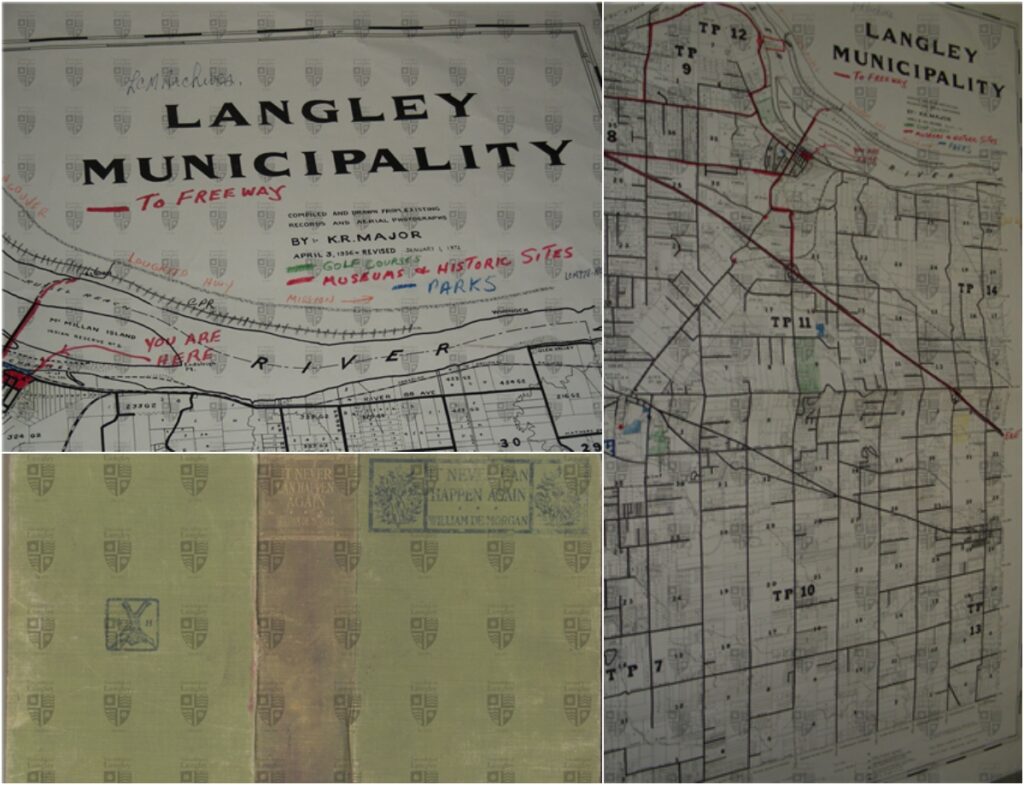 1956 Map of Langley Municipality, drawn by K. R. Major .Langley Centennial Museum Object 1984.095.001